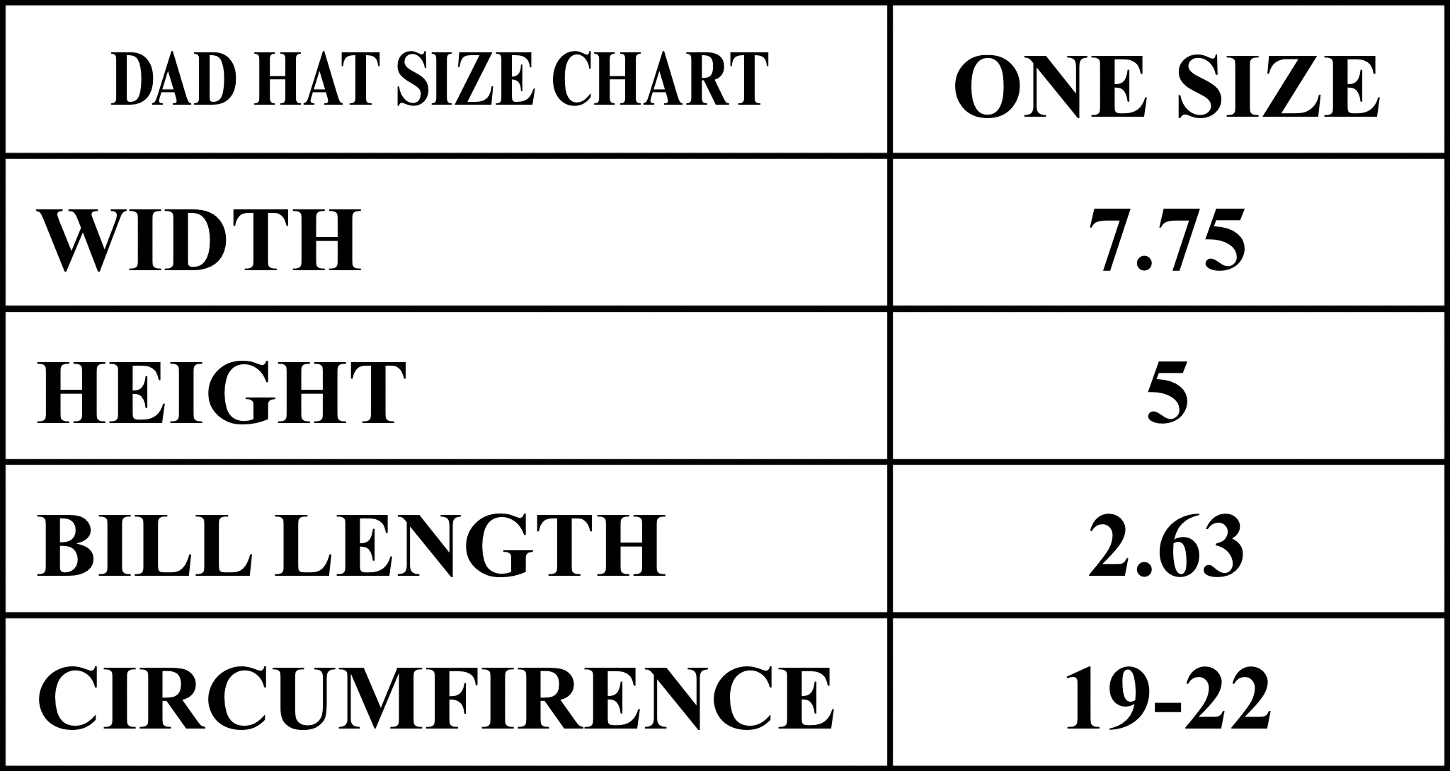 Product size chart
