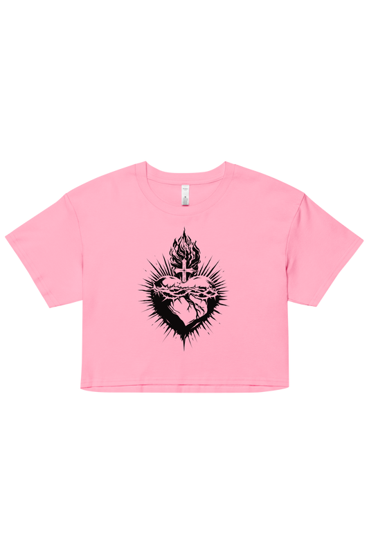 Sacred Heart Cropped Tee - Pink